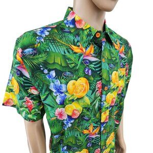 Pedialyte Tropical Print Button-Up Shirt Short Sleeve Cotton & Rayon Large